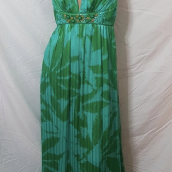 New BCBGMAXAZRIA Blue/Green Silk Gown - Picture 7 of 8